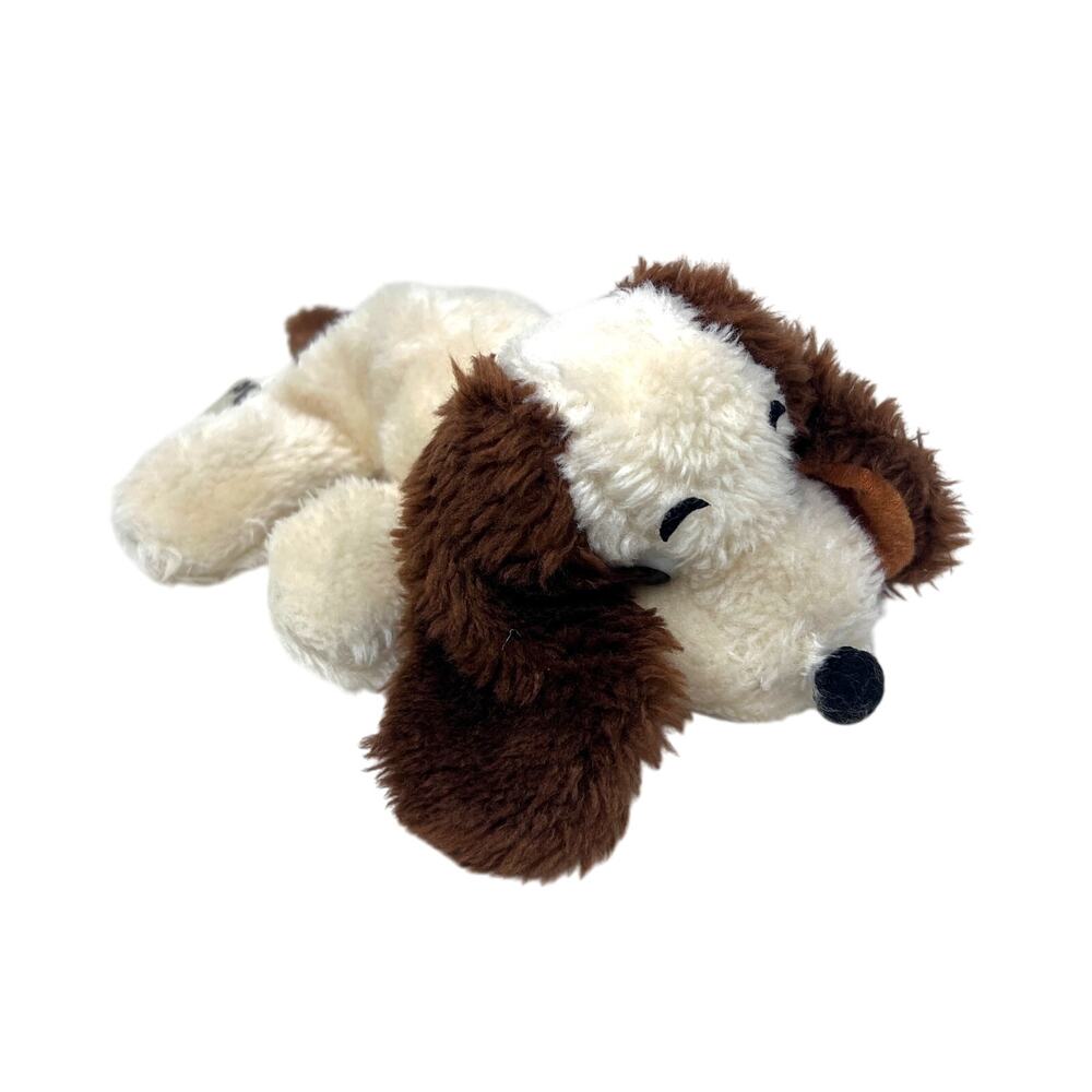 Vintage Russ Dog Plush 1977 Boppa 7" Cream Puppy Nutshell Bean Bag Laying‎ Down